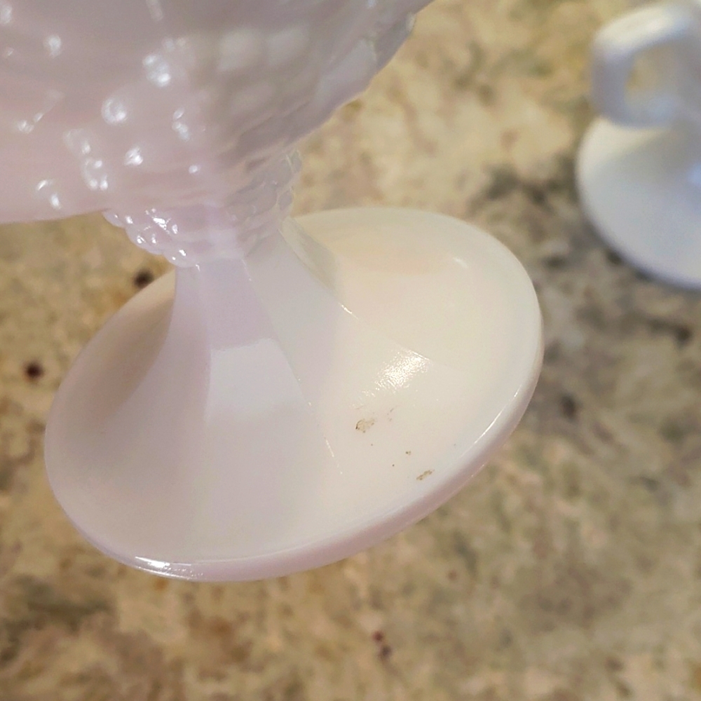Antique Milk Glass Cup/Sugar Bowl and Creamer - Picture 10 of 12